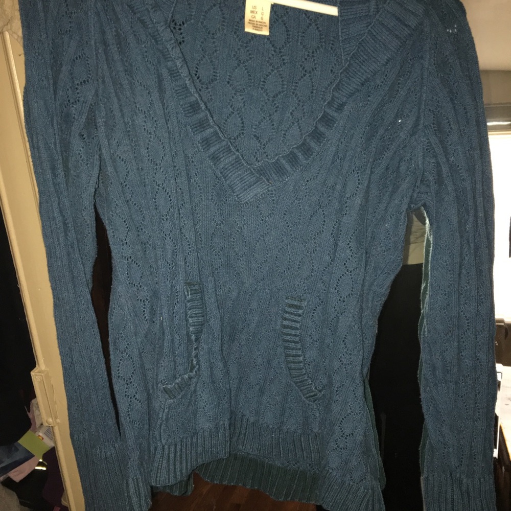 DKNY Teal hooded sweater